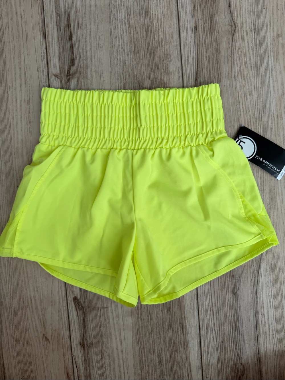 FIVE Neon Yellow Elastic-Waist Dance Shorts